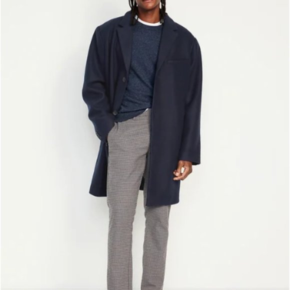 Old Navy Soft-Brushed Navy Blue Topcoat - Picture 1 of 4
